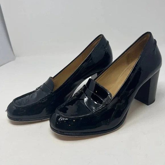 Michael Kors Patent Leather penny loafers with heels women size 7M - Picture 3 of 8